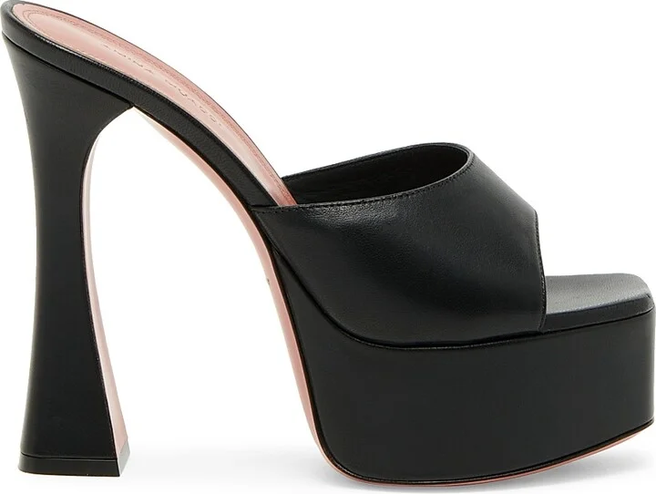 Women's Dalida 140MM Platform Leather Sandals - Nappa Black - Size 9.5