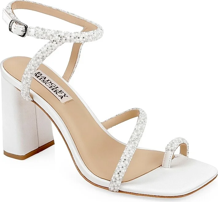 Women's Dalilah 85MM Embellished Satin Sandals - White - Size 5 - Image 2
