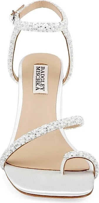 Women's Dalilah 85MM Embellished Satin Sandals - White - Size 5 - Image 4
