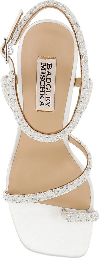 Women's Dalilah 85MM Embellished Satin Sandals - White - Size 5 - Image 5