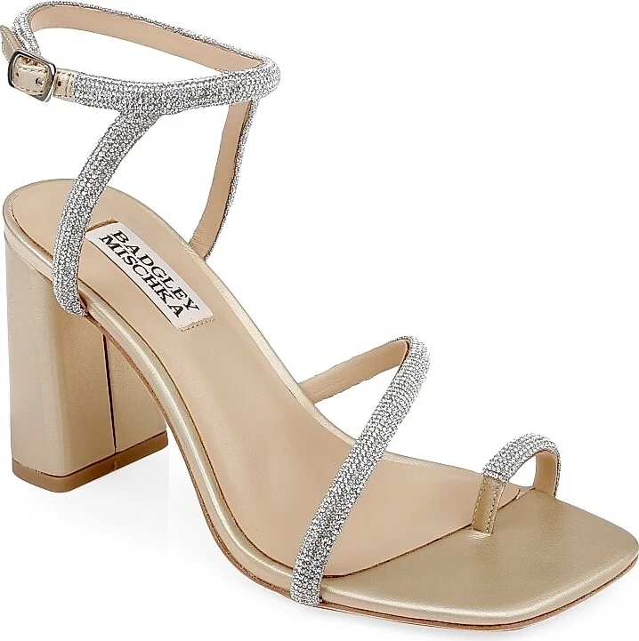 Women's Dalilah Leather Block-Heel Sandals - Gold - Size 5 - Image 2