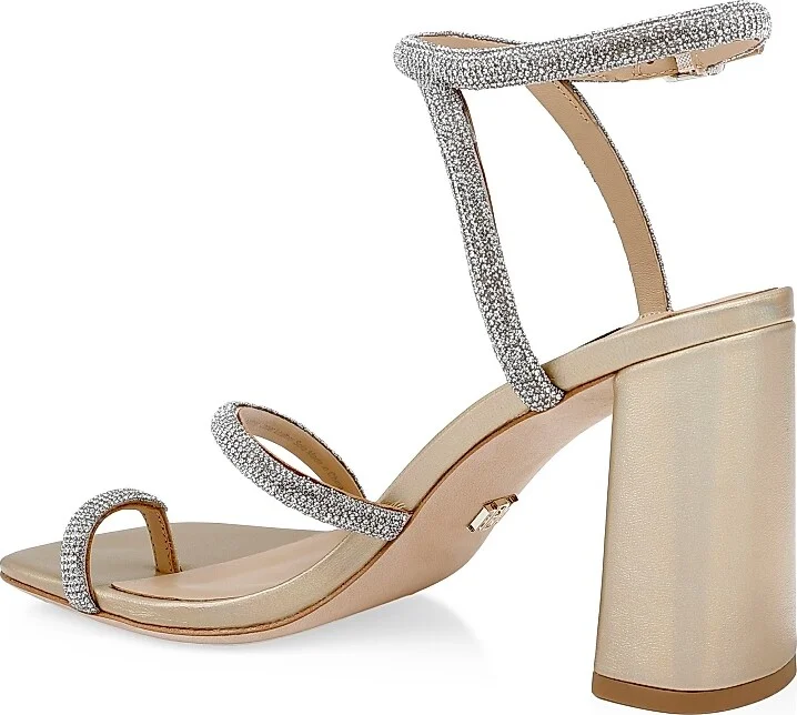 Women's Dalilah Leather Block-Heel Sandals - Gold - Size 5 - Image 3