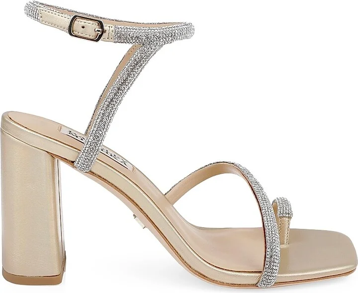Women's Dalilah Leather Block-Heel Sandals - Gold - Size 5