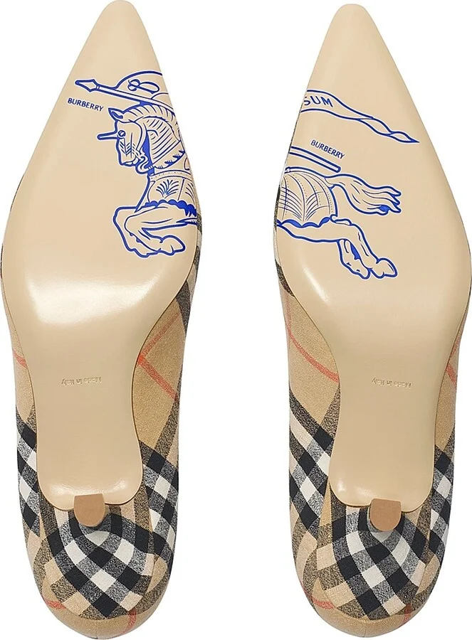Women's Dame Check 55MM Pumps - Sand Check - Size 5 - Image 5