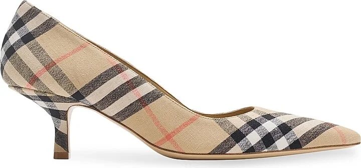 Women's Dame Check 55MM Pumps - Sand Check - Size 5