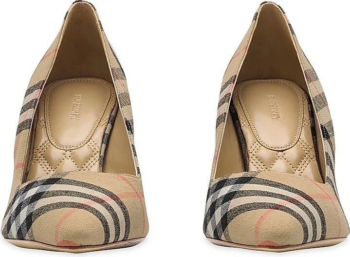 Women's Dame Check 90MM Pumps - Sand Check - Size 5 - Image 2