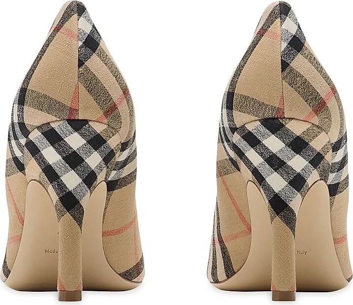 Women's Dame Check 90MM Pumps - Sand Check - Size 5 - Image 3