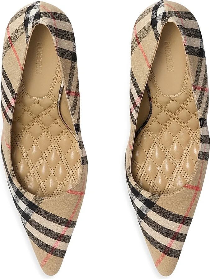 Women's Dame Check 90MM Pumps - Sand Check - Size 5 - Image 4