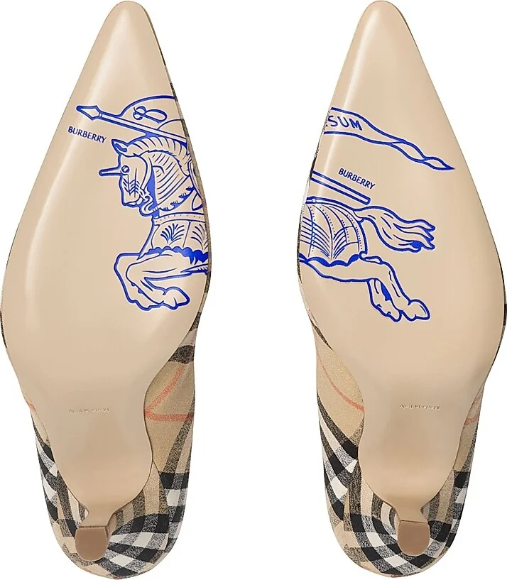 Women's Dame Check 90MM Pumps - Sand Check - Size 5 - Image 5
