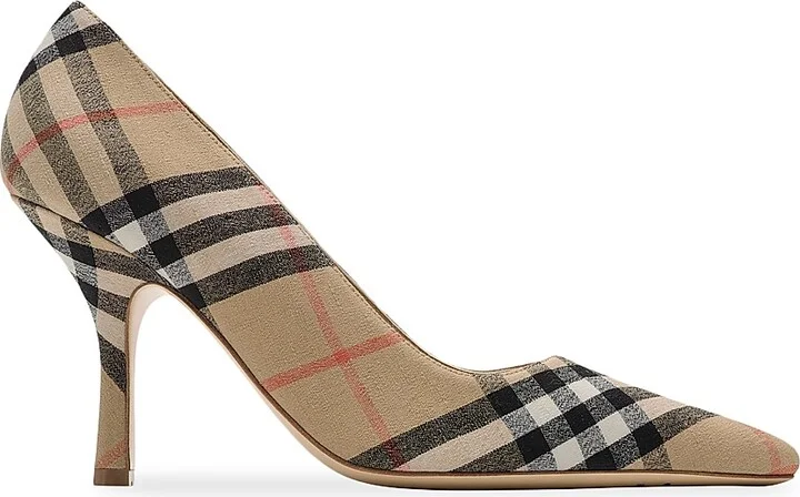 Women's Dame Check 90MM Pumps - Sand Check - Size 5