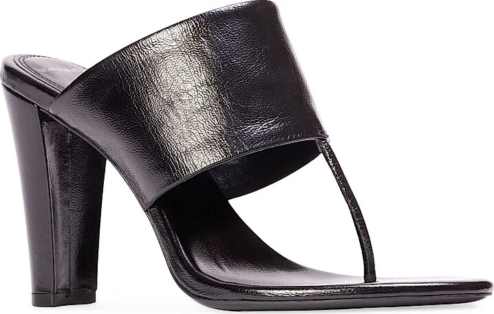 Women's Dana 95MM Thong Sandals - Black Leather - Size 6 - Image 2