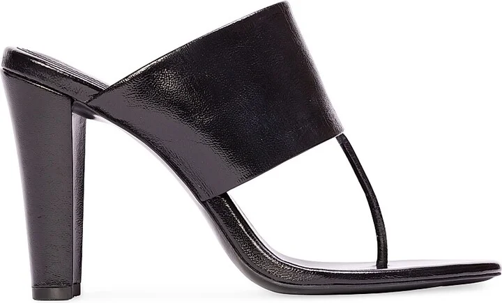 Women's Dana 95MM Thong Sandals - Black Leather - Size 6