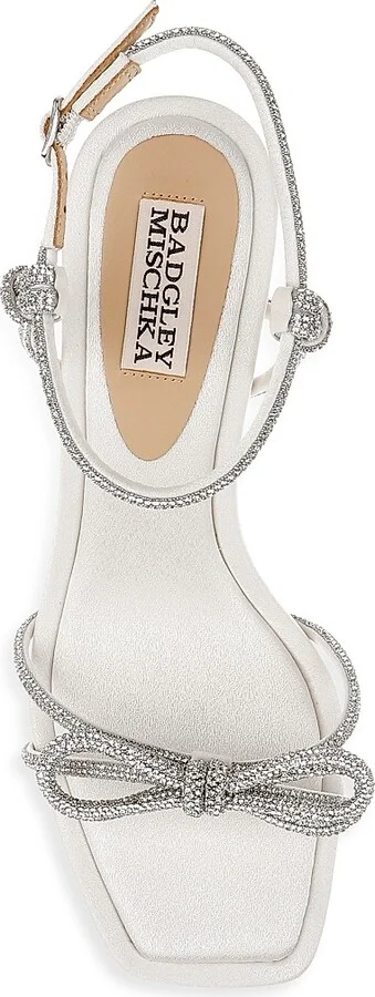 Women's Dandelion 60MM Crystal Bow Metallic Leather Sandals - White - Size 5.5 - Image 5