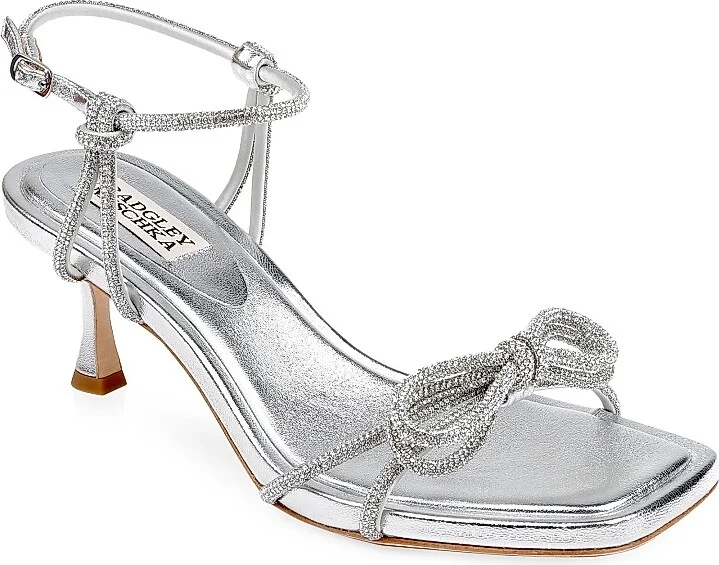 Women's Dandelion 60MM Embellished Metallic Leather Sandals - Silver - Size 5 - Image 2