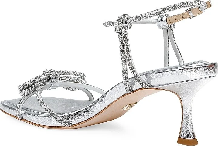 Women's Dandelion 60MM Embellished Metallic Leather Sandals - Silver - Size 5 - Image 3