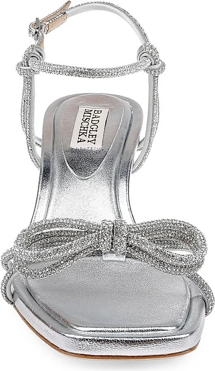 Women's Dandelion 60MM Embellished Metallic Leather Sandals - Silver - Size 5 - Image 4