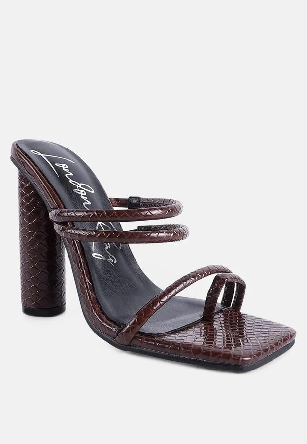 Womens Dandelion High Block Heeled Croc Sandals - Image 4