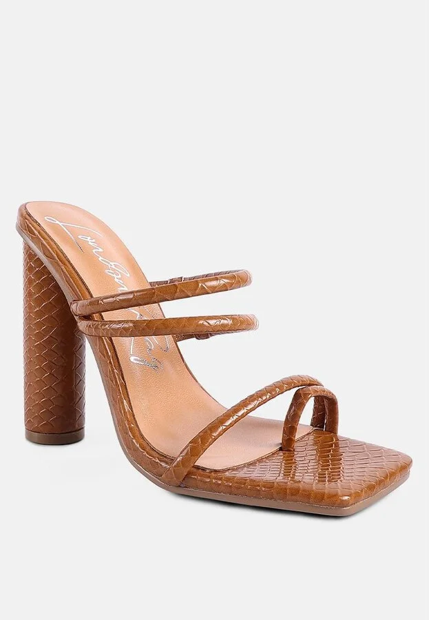 Womens Dandelion High Block Heeled Croc Sandals - Image 7