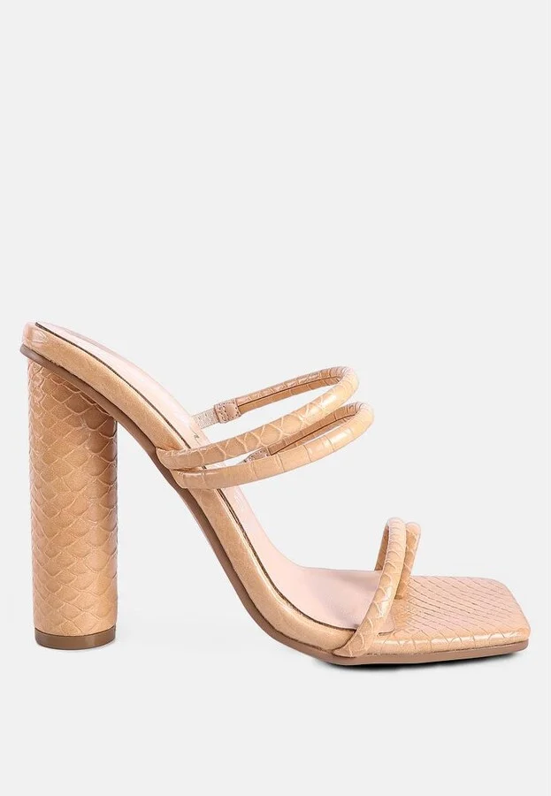 Womens Dandelion High Block Heeled Croc Sandals