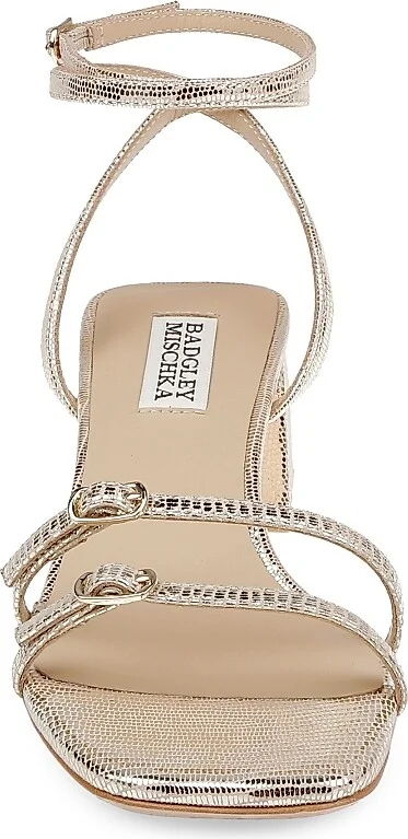 Women's Dania 50MM Embossed Metallic Leather Ankle-Wrap Sandals - Gold - Size 5.5 - Image 4
