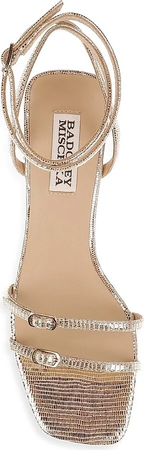 Women's Dania 50MM Embossed Metallic Leather Ankle-Wrap Sandals - Gold - Size 5.5 - Image 5