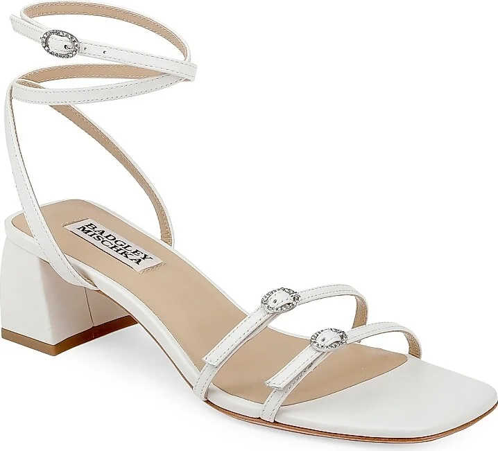Women's Dania 50MM Leather Ankle-Wrap Sandals - White - Size 5.5 - Image 2