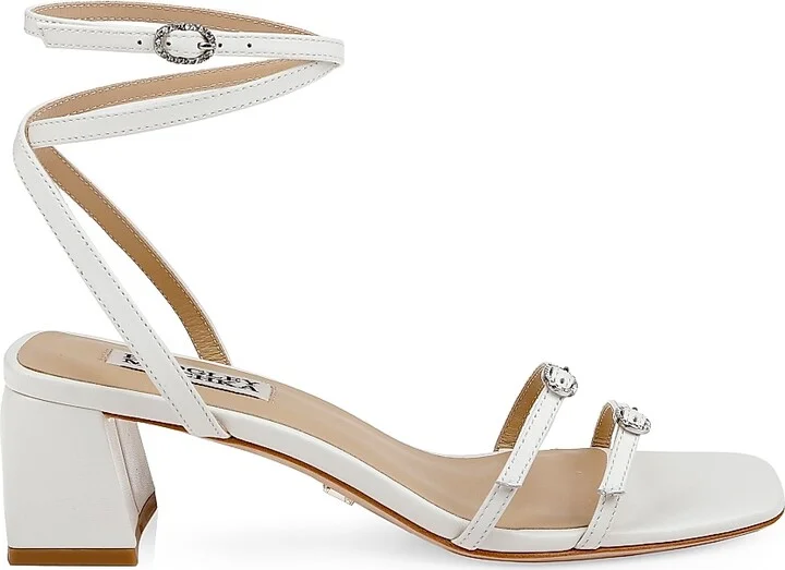 Women's Dania 50MM Leather Ankle-Wrap Sandals - White - Size 5.5