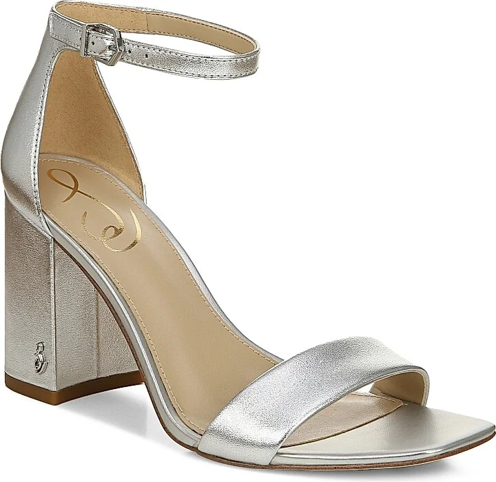 Women's Daniella Leather Block-Heeled Sandals - Silver - Size 10 - Image 2