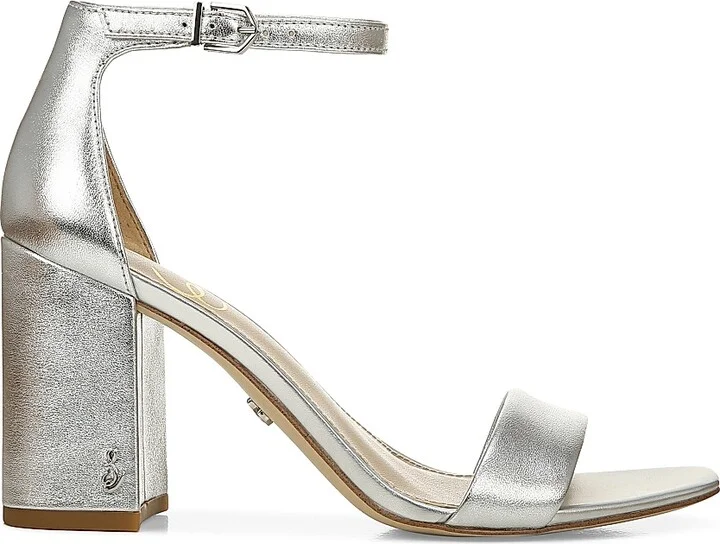 Women's Daniella Leather Block-Heeled Sandals - Silver - Size 10