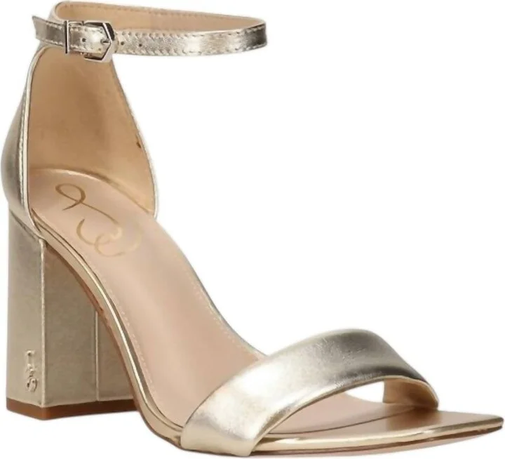 Women's Daniella Leather Block Heels In Gold Leather