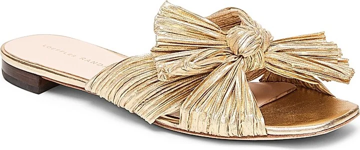 Women's Daphne Flat Metallic Leather Sandals - Gold - Size 5 - Image 2