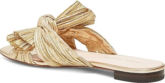 Women's Daphne Flat Metallic Leather Sandals - Gold - Size 5 - Image 3