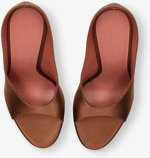 Womens Dark Brown Anok Slipper 105 Satin Heeled Courts Eur 37 / 4 Uk Women - Image 2