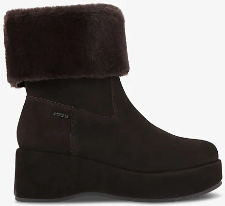 Womens Dark Brown Apres Wedge-Heel Suede Ankle Boots Eur 36 / 3 Uk Women