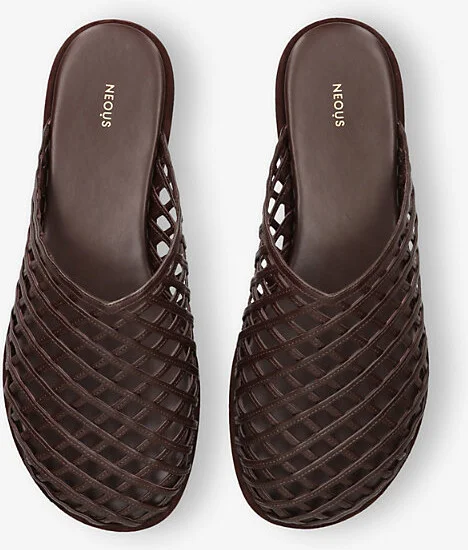 Womens Dark Brown Atik Woven Leather Mules Eur 37 / 4 Uk Women - Image 2