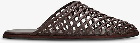 Womens Dark Brown Atik Woven Leather Mules Eur 37 / 4 Uk Women