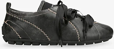 Womens Dark Brown Ballerina Grip Leather Low-Top Trainers Eur 39 / 6 Uk Women