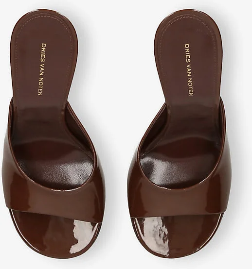 Womens Dark Brown Bulle Leather Heeled Mules Eur 39.5 / 6.5 Uk Women - Image 2