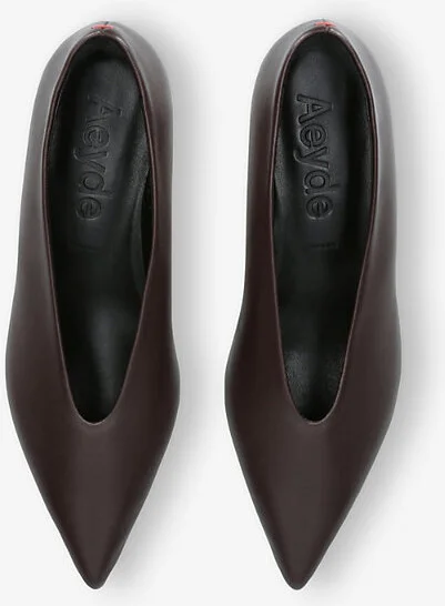 Womens Dark Brown Clara Pointed-Toe Heeled Leather Pumps Eur 37.5 / 4.5 Uk Women - Image 2