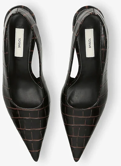 Womens Dark Brown Classic Leather Slingback Heel Eur 36 / 3 Uk Women - Image 2
