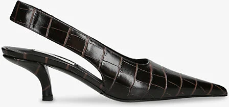 Womens Dark Brown Classic Leather Slingback Heel Eur 36 / 3 Uk Women