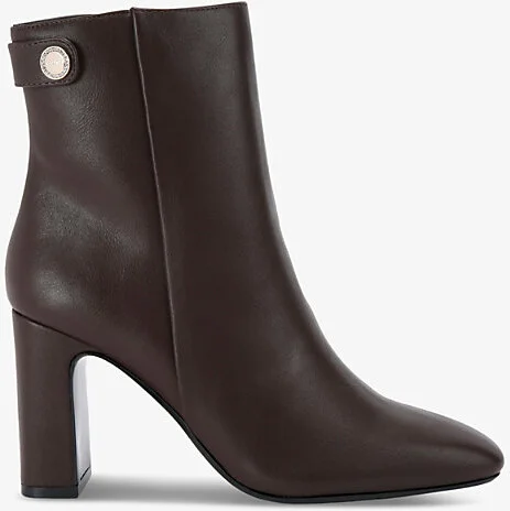 Womens Dark Brown Jackpot Block-Heel Faux-Leather Ankle Boots Eur 39 / 6 Uk Women