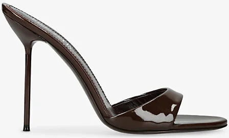 Womens Dark Brown Lidia Patent-Leather Mules Eur 40.5 / 7.5 Uk Women