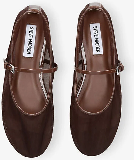 Womens Dark Brown Mash Mesh Mary Jane Flats Eur 40 / 7 Uk Women - Image 2