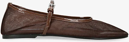 Womens Dark Brown Mash Mesh Mary Jane Flats Eur 40 / 7 Uk Women