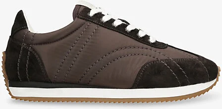 Womens Dark Brown Sport Woven and Suede Low-Top Trainers Eur 38/5 Uk Women
