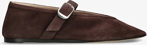 Womens Dark Brown Stella Pointed-Vamp Suede Flats Eur 42/ 9 Uk Women