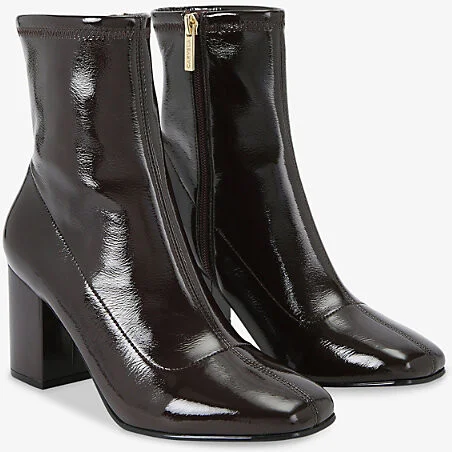 Womens Dark Brown Strut Faux-Leather Ankle Boots Eur 39 / 6 Uk Women - Image 2