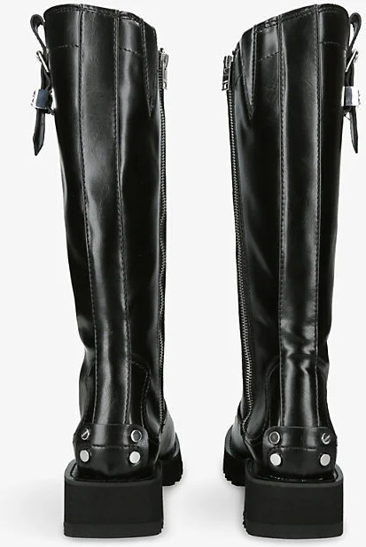 Womens Dark Brown Studs High Crinkle Faux-Leather Boots Eur 36 / 3 Uk Women - Image 2