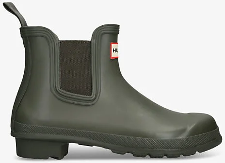Womens Dark Green Original Logo-Print Rubber Chelsea Ankle Boots Eur 39 / 6 Uk Women